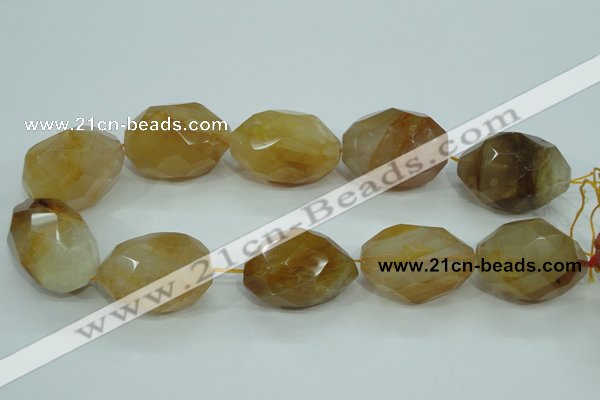 CYC130 15.5 inches 26*38mm faceted nuggets yellow crystal quartz beads