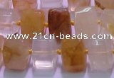 CYC138 15.5 inches 11*15*15mm faceted triangle yellow quartz beads