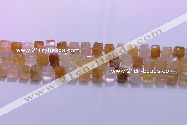 CYC138 15.5 inches 11*15*15mm faceted triangle yellow quartz beads