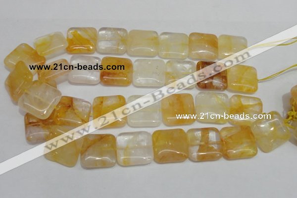 CYC14 15.5 inches 25*25mm square yellow crystal quartz beads