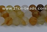 CYC140 15.5 inches 4mm round matte yellow quartz beads wholesale