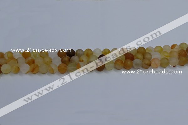 CYC140 15.5 inches 4mm round matte yellow quartz beads wholesale