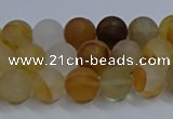 CYC141 15.5 inches 6mm round matte yellow quartz beads wholesale