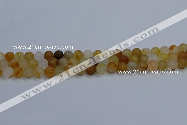 CYC141 15.5 inches 6mm round matte yellow quartz beads wholesale