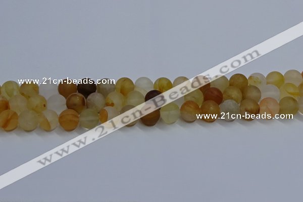 CYC142 15.5 inches 8mm round matte yellow quartz beads wholesale