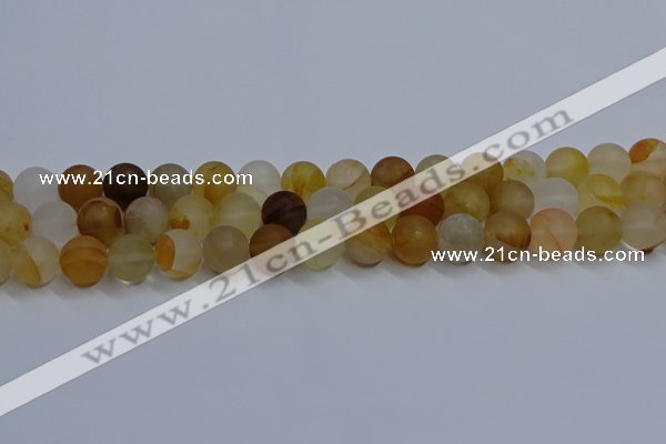 CYC143 15.5 inches 10mm round matte yellow quartz beads wholesale