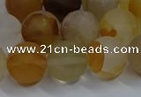 CYC144 15.5 inches 12mm round matte yellow quartz beads wholesale