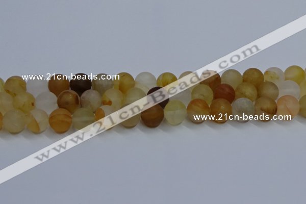 CYC144 15.5 inches 12mm round matte yellow quartz beads wholesale