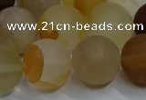 CYC145 15.5 inches 14mm round matte yellow quartz beads wholesale