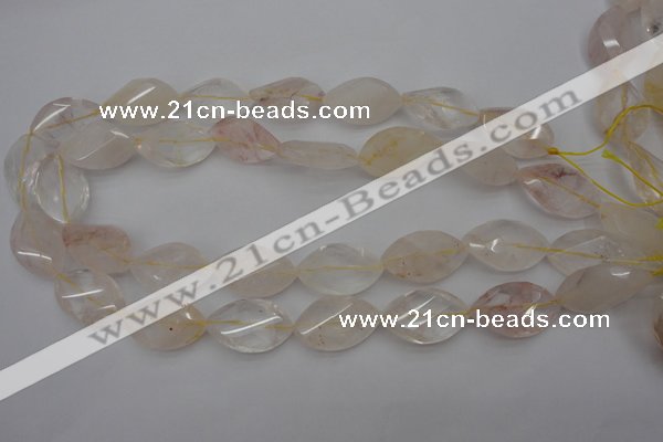 CYC201 15.5 inches 15*25mm twisted & faceted marquise yellow quartz beads