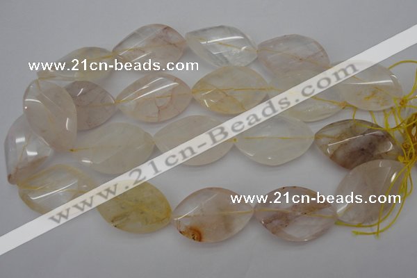 CYC202 15.5 inches 25*40mm twisted & faceted marquise yellow quartz beads