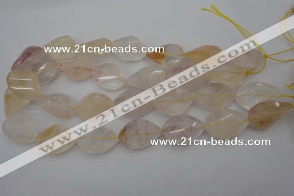 CYC204 15.5 inches 20*30mm twisted & faceted teardrop yellow quartz beads