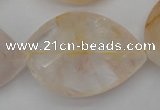 CYC207 15.5 inches 28*40mm twisted & faceted teardrop yellow quartz beads