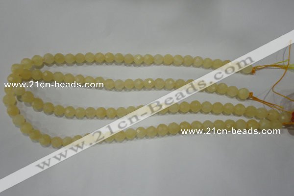 CYJ152 15.5 inches 8mm faceted round yellow jade beads wholesale