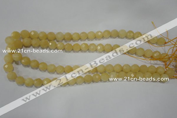 CYJ153 15.5 inches 10mm faceted round yellow jade beads wholesale