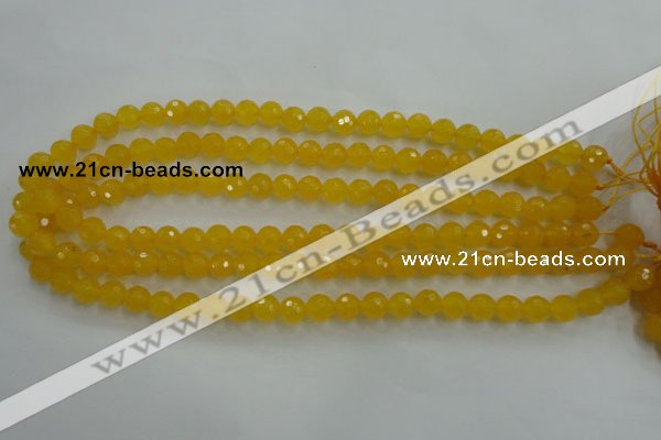 CYJ201 15.5 inches 6mm faceted round yellow jade beads wholesale