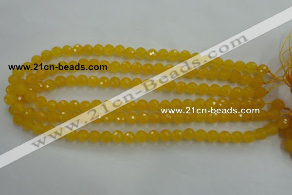 CYJ202 15.5 inches 8mm faceted round yellow jade beads wholesale