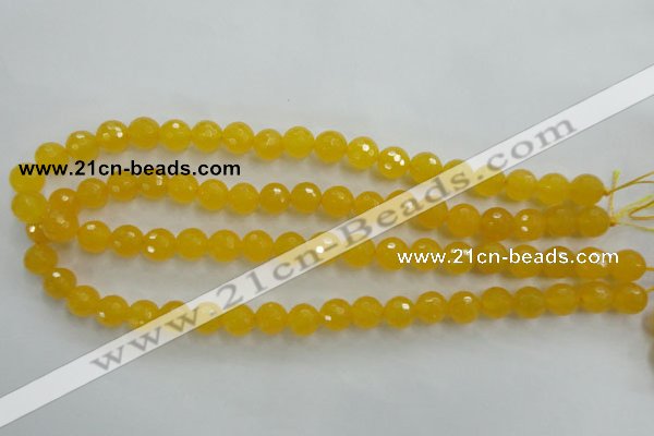 CYJ203 15.5 inches 10mm faceted round yellow jade beads wholesale