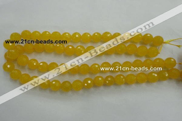 CYJ204 15.5 inches 12mm faceted round yellow jade beads wholesale