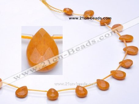 CYJ24 9*13mm faceted teardrop yellow jade beads Wholesale