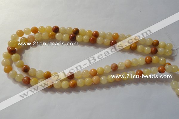 CYJ262 15.5 inches 8mm round mixed color yellow jade beads wholesale