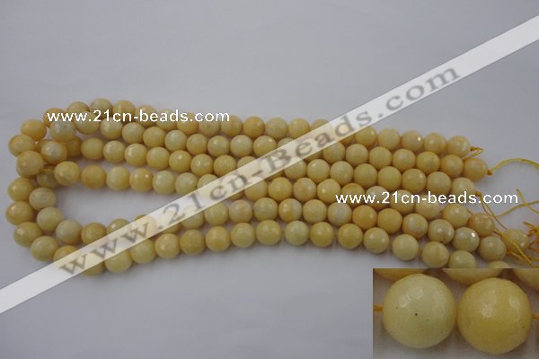 CYJ312 15.5 inches 8mm faceted round yellow jade beads wholesale