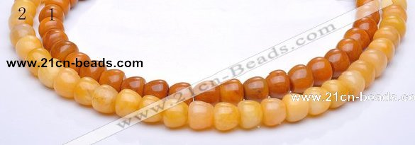 CYJ32 8*8mm bread shape yellow jade gemstone beads Wholesale