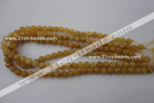 CYJ323 15.5 inches 8mm faceted round yellow jade beads wholesale