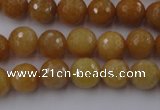 CYJ324 15.5 inches 10mm faceted round yellow jade beads wholesale