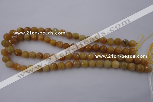 CYJ324 15.5 inches 10mm faceted round yellow jade beads wholesale