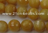 CYJ325 15.5 inches 12mm faceted round yellow jade beads wholesale