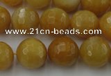 CYJ326 15.5 inches 14mm faceted round yellow jade beads wholesale