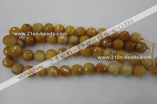 CYJ327 15.5 inches 16mm faceted round yellow jade beads wholesale