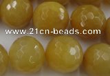 CYJ328 15.5 inches 18mm faceted round yellow jade beads wholesale