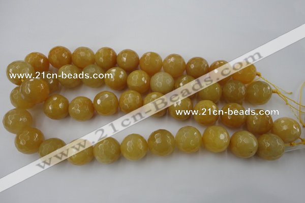 CYJ328 15.5 inches 18mm faceted round yellow jade beads wholesale