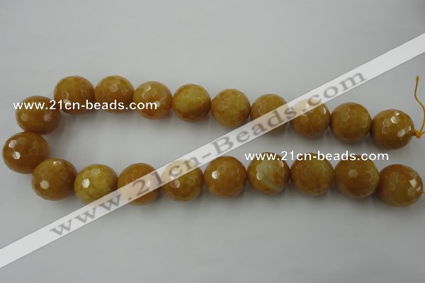 CYJ329 15.5 inches 20mm faceted round yellow jade beads wholesale