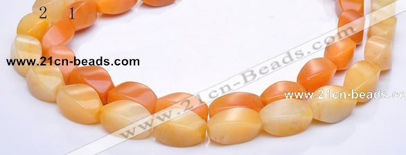 CYJ40 10*14mm twisted rice yellow jade gemstone beads Wholesale