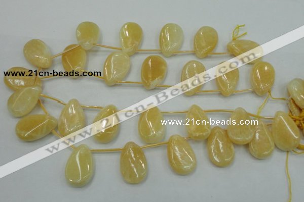 CYJ54 20*30mm top-drilled twisted teardrop yellow jade gemstone beads