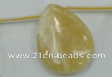 CYJ56 30*40mm top-drilled flat teardrop yellow jade gemstone beads