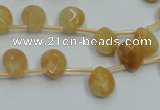 CYJ58 15.5 inches 10*12mm briolette yellow jade gemstone beads