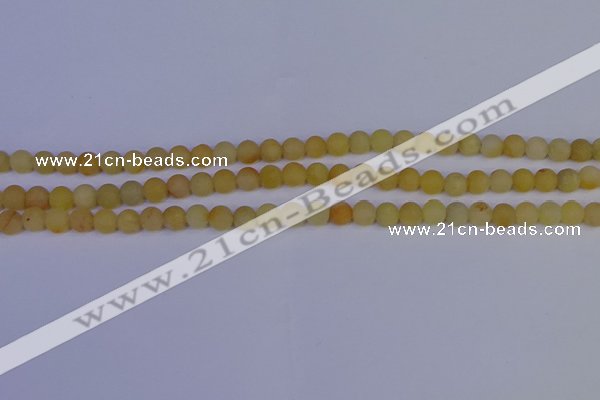 CYJ600 15.5 inches 4mm round matte yellow jade beads wholesale