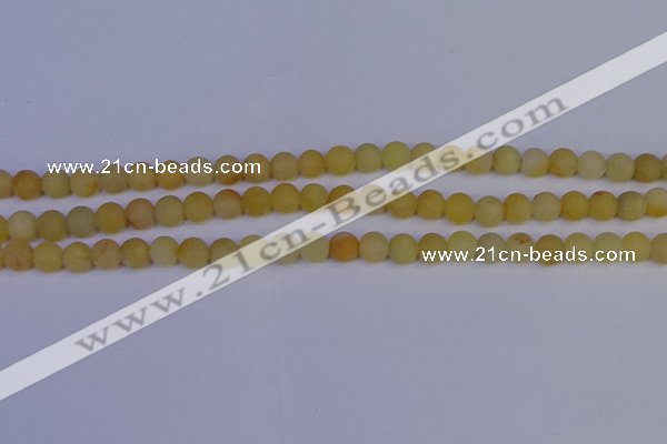 CYJ601 15.5 inches 6mm round matte yellow jade beads wholesale