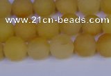 CYJ602 15.5 inches 8mm round matte yellow jade beads wholesale