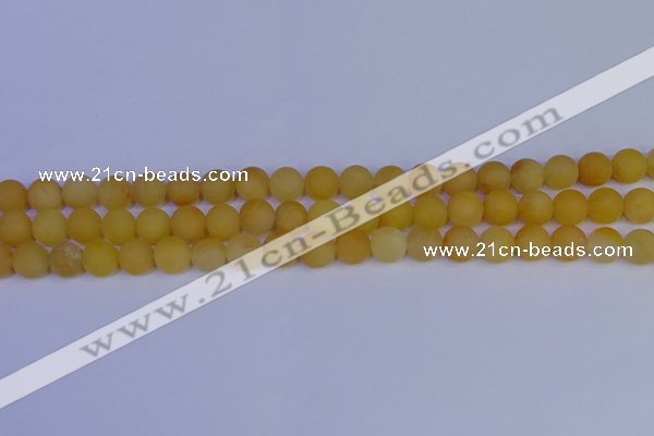 CYJ602 15.5 inches 8mm round matte yellow jade beads wholesale
