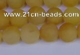 CYJ603 15.5 inches 10mm round matte yellow jade beads wholesale