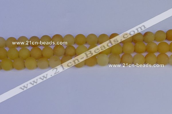 CYJ604 15.5 inches 12mm round matte yellow jade beads wholesale