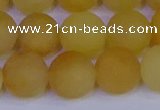 CYJ605 15.5 inches 14mm round matte yellow jade beads wholesale