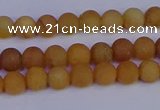 CYJ610 15.5 inches 4mm round matte yellow jade beads wholesale