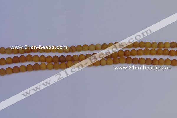 CYJ610 15.5 inches 4mm round matte yellow jade beads wholesale