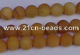 CYJ611 15.5 inches 6mm round matte yellow jade beads wholesale